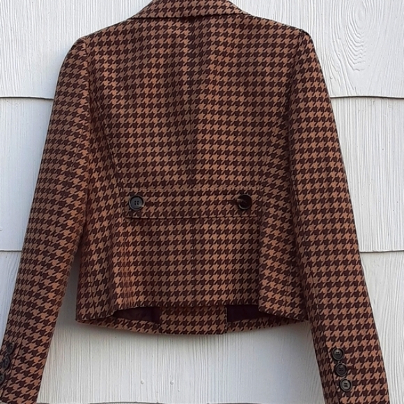 FINAL lvg 8/15 Nine West Suit Double Breasted short Houndstooth knit Jacket Sz 4 - Picture 7 of 10